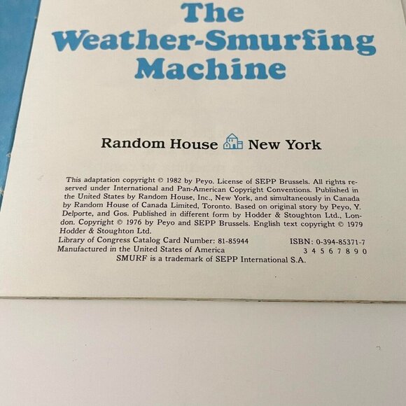 Vintage 1982 Smurf Book The Weather Smurfing Machine Peyo - Picture 9 of 16